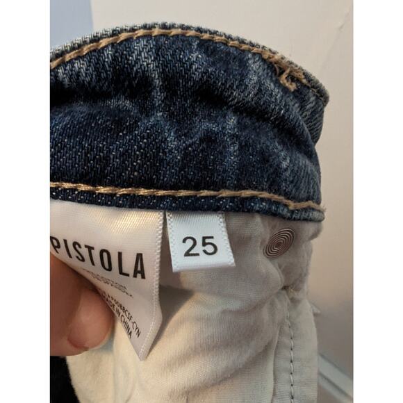 Pistola Kick Crop Flare Size 25 Medium Wash Distressed Knee - Picture 10 of 10